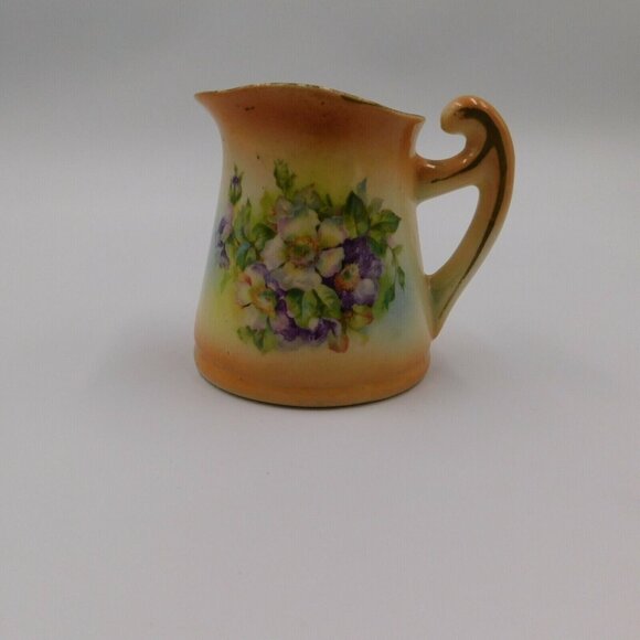 Czecho Slovakia Hand Painted Pottery Tea Set Floral Design Teapot Sugar Creamer - Picture 6 of 12